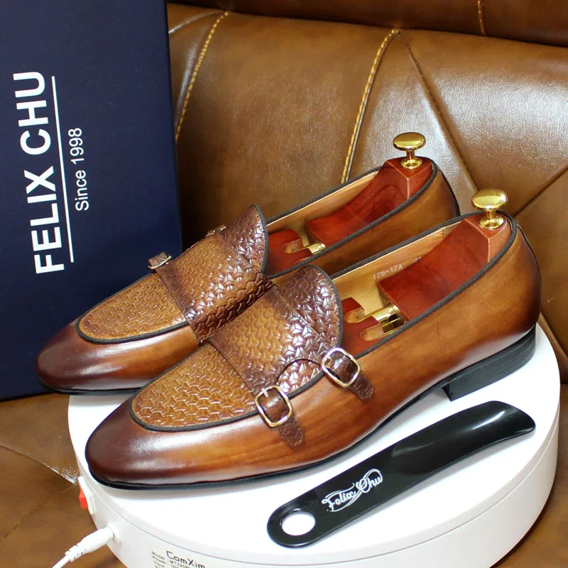 Men Shoes Branded - Men's Genuine Leather Loafers Metal Buckle