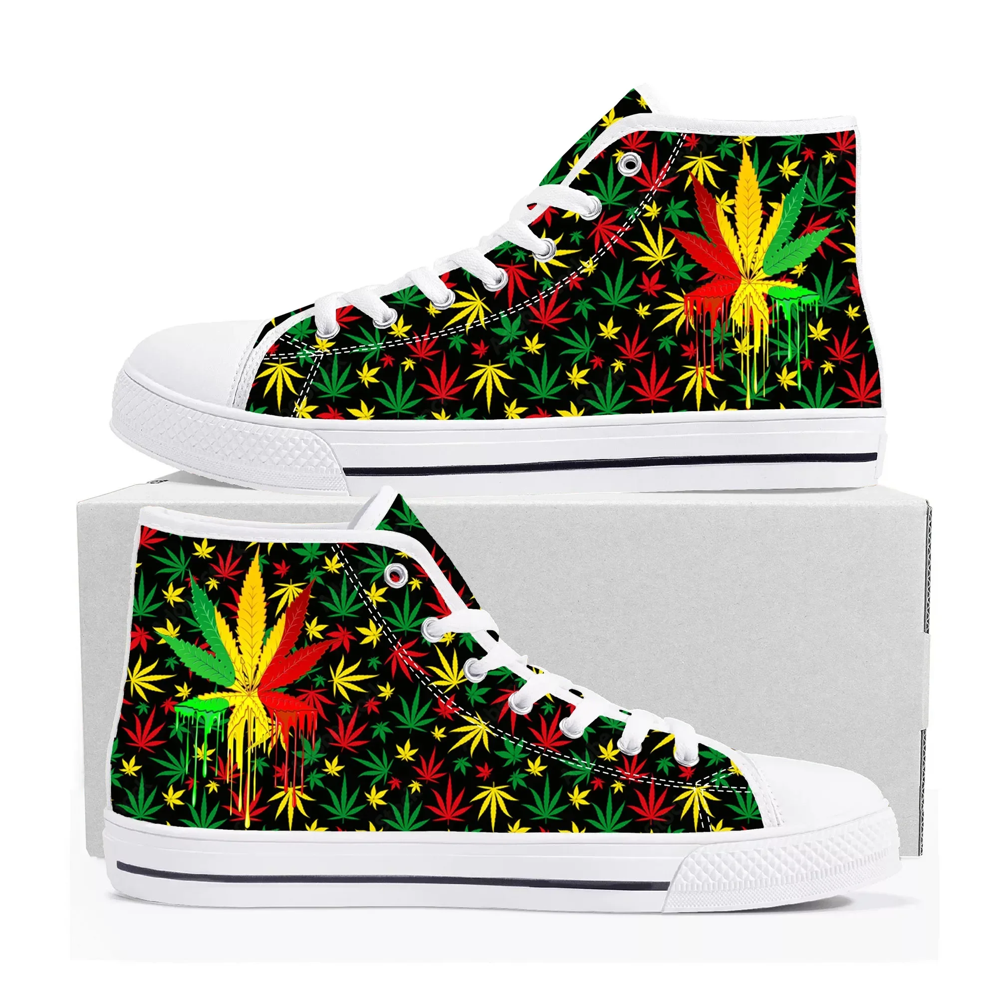 Leaf Weed Rasta Marijuana Red  - Men Shoes Yellow recension och pris