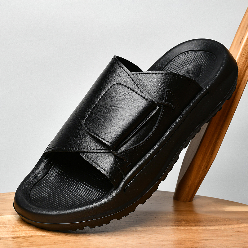 Leather Men's Slippers Slides  - Men'S Shoes Business Casual recension och pris
