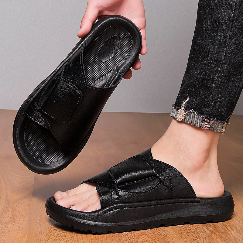 Leather Men's Slippers Slides  - Men'S Shoes Business Casual recension och pris