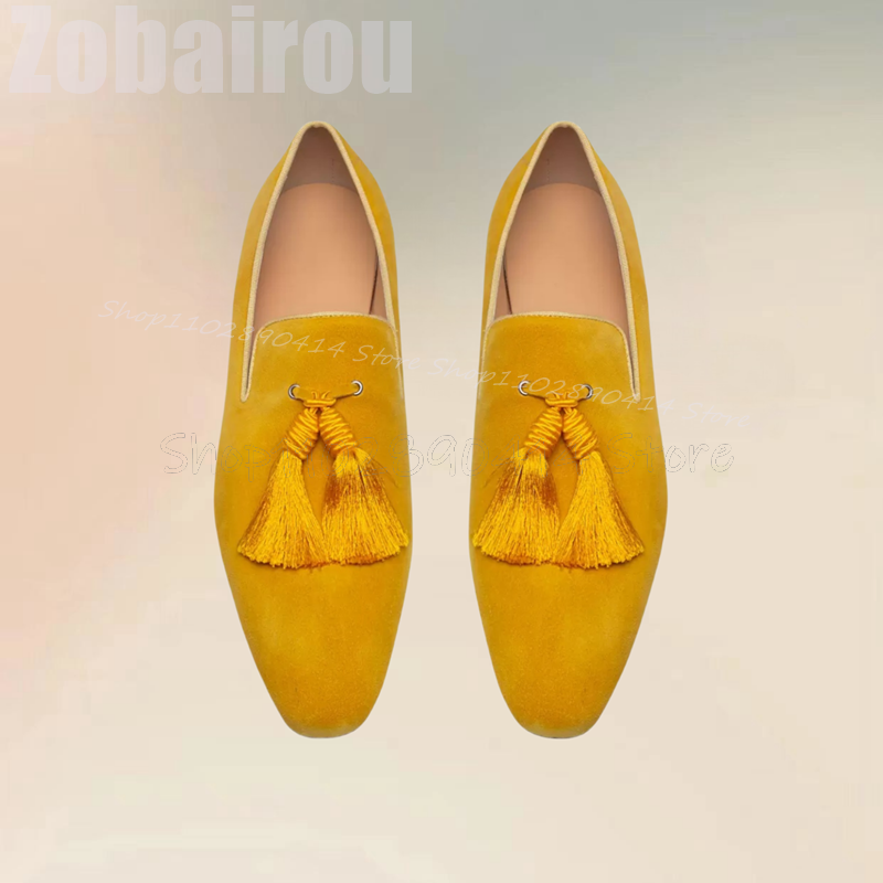 Yellow Tassels Decor Suede Low - Men Shoes Yellow recension och pris