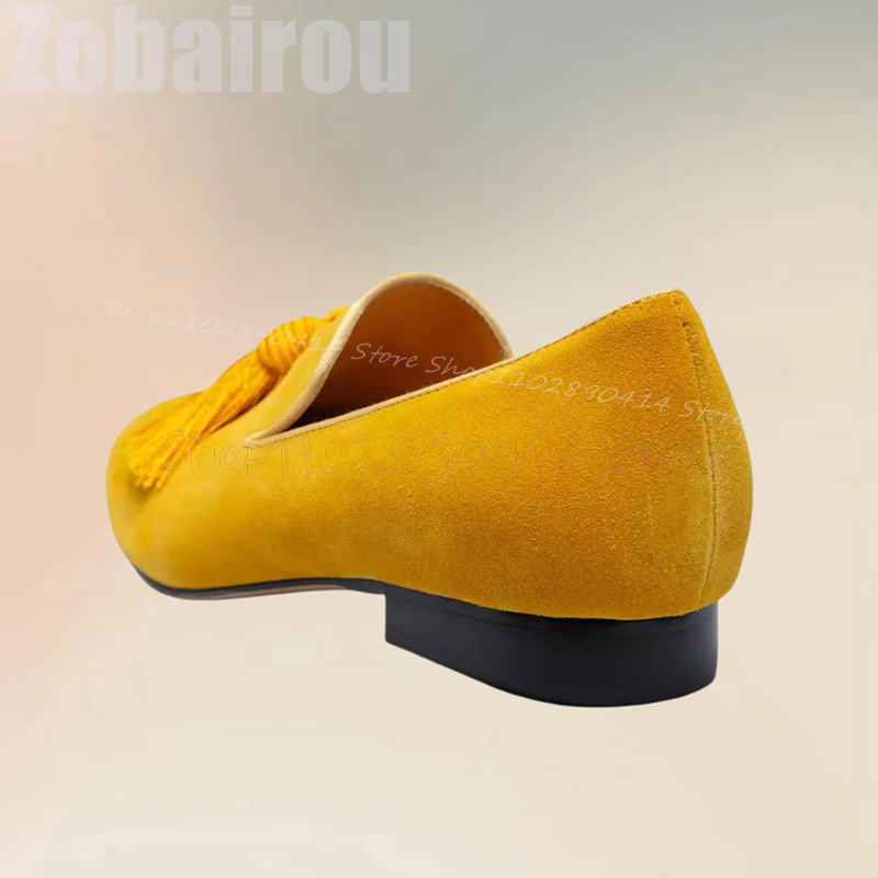Yellow Tassels Decor Suede Low - Men Shoes Yellow recension och pris
