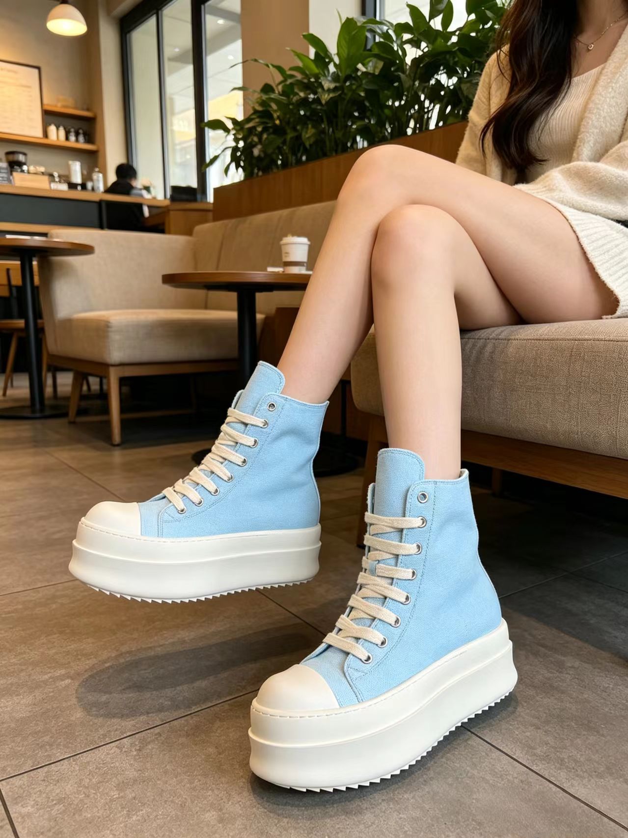Light Blue High Top Canvas Sne - Men'S Shoes With Height Increase recension och pris