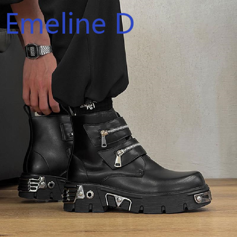 Dark Punk High Top Shoes Fashi - Men'S Shoes With Height Increase recension och pris