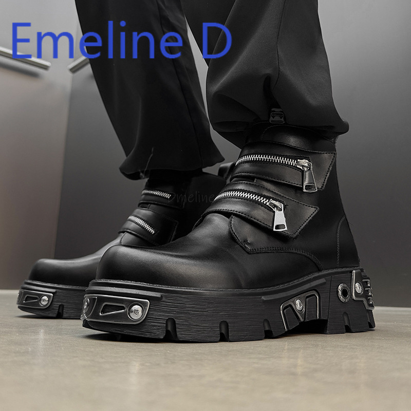 Dark Punk High Top Shoes Fashi - Men'S Shoes With Height Increase recension och pris