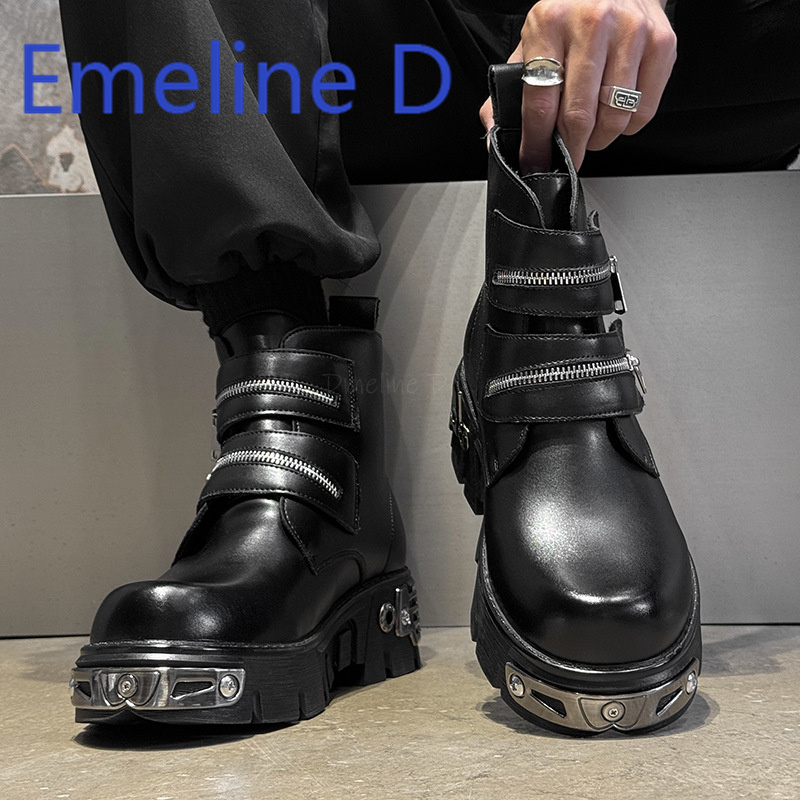 Dark Punk High Top Shoes Fashi - Men'S Shoes With Height Increase recension och pris